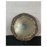 Silver-Toned Ornate Serving Tray