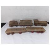 Vintage Wooden Toy Train with Red Wheels