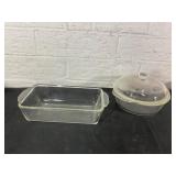 Two Clear Glass Cookware Dishes by Corning