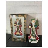 Santa Figurine with Box, Holiday Decor