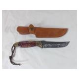 Fixed Blade Knife with Sheath and Decorative Handl