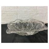 Pressed Glass Oval Bowl with Scalloped Edge