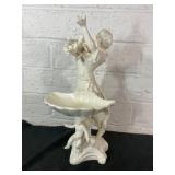 Porcelain Figural Centerpiece with Woman and Cheru