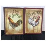 Two Farm-Themed Rooster Canvas Prints