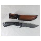 Damascus Steel Knife with Leather Sheath