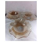 3 Orange Depression Glass Bowls