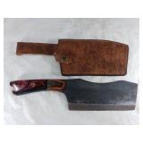 Damascus Steel Butcher Knife with Sheath