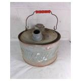 Galvanized Metal Gas Can with Red Handle
