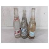 3 Vintage Glass Cola Bottles