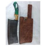 Damascus Butcher Knife with Sheath