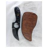 Damascus Skinning Knife with Leather Sheath