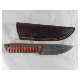 Damascus Steel Knife with Multicolor Handle