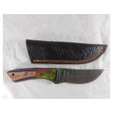 Damascus Steel Hunting Knife with Sheath