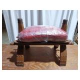 Wood and Leather Saddle-Style Stool