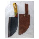 Damascus Butcher Knife with Sheath