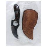 Damascus Skinning Knife with Leather Sheath