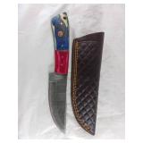 Fixed Blade Damascus Steel Knife with Sheath