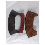 Damascus Rocker Blade Knife with Sheath