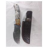 Damascus Steel Bowie Knife with Sheath