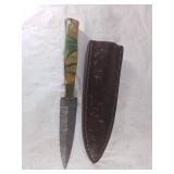 Damascus Steel Dagger with Leather Sheath