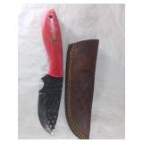 Damascus Steel Knife with Pink Handle