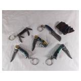 5 Damascus Key Chain Knives