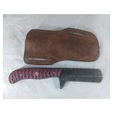 Damascus Steel Knife with Leather Sheath