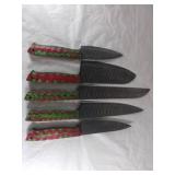 5-Piece Damascus Steel Butcher Knife Set