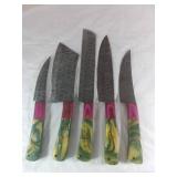 Damascus Chefï¿½s Knife Set with Resin Handles