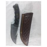 Damascus Gut Hook Knife with Sheath
