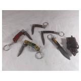 5 Damascus Key Chain Knives