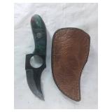 Damascus Skinning Knife with Leather Sheath