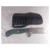 Damascus Steel Knife with Leather Sheath