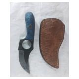 Damascus Skinning Knife with Leather Sheath