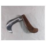 Damascus Hawkbill Knife with Wooden Handle