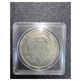 1921 D Morgan Silver Dollar in Clear Holder