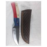 Damascus Steel Knife with Multicolor Handle