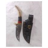 Damascus Knife with Bone Handle and Sheath
