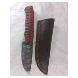 Damascus Steel Knife with Leather Sheath