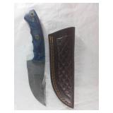 Damascus Steel Gut Hook Knife with Sheath