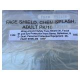 Pack of 10 Adult Face Shields, Chem Splash