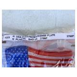 USA Flag License Plate with Plastic Cover