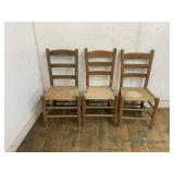Three Wooden Ladder-Back Chairs