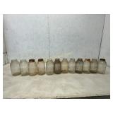 12 Glass Mason Jars with Various Marks