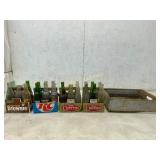 24 Vintage Soda Bottles with Wooden Crate