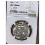1941 D Walking Liberty Half Dollar, NGC Graded