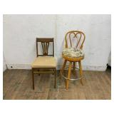 Wooden Fold-Up Chair and Swivel Stool