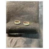 Gold Hoop Earrings with Green Accents