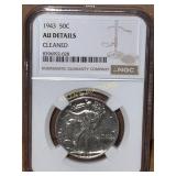 1943 Walking Liberty Half Dollar, NGC AU Details
