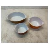 Three Pyrex Mixing and Serving Dishes